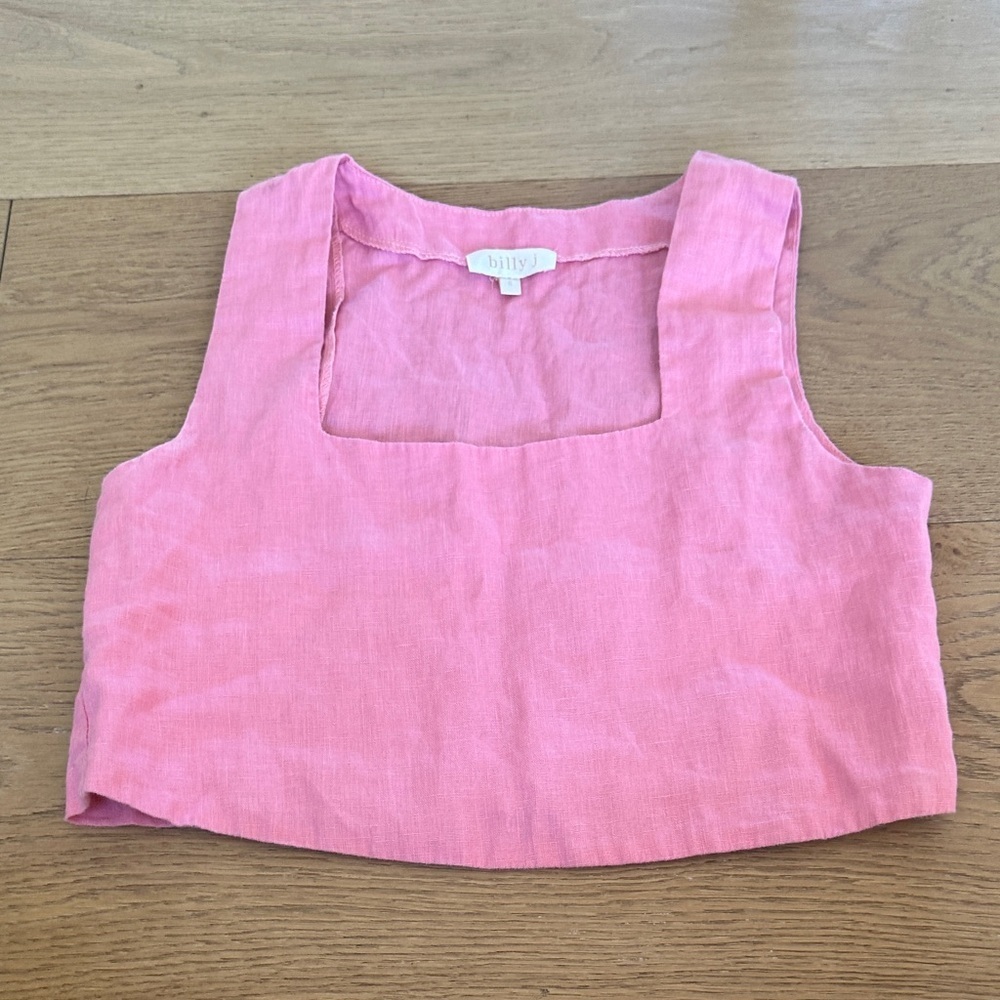 Billy J Tilley crop linen top pink 6